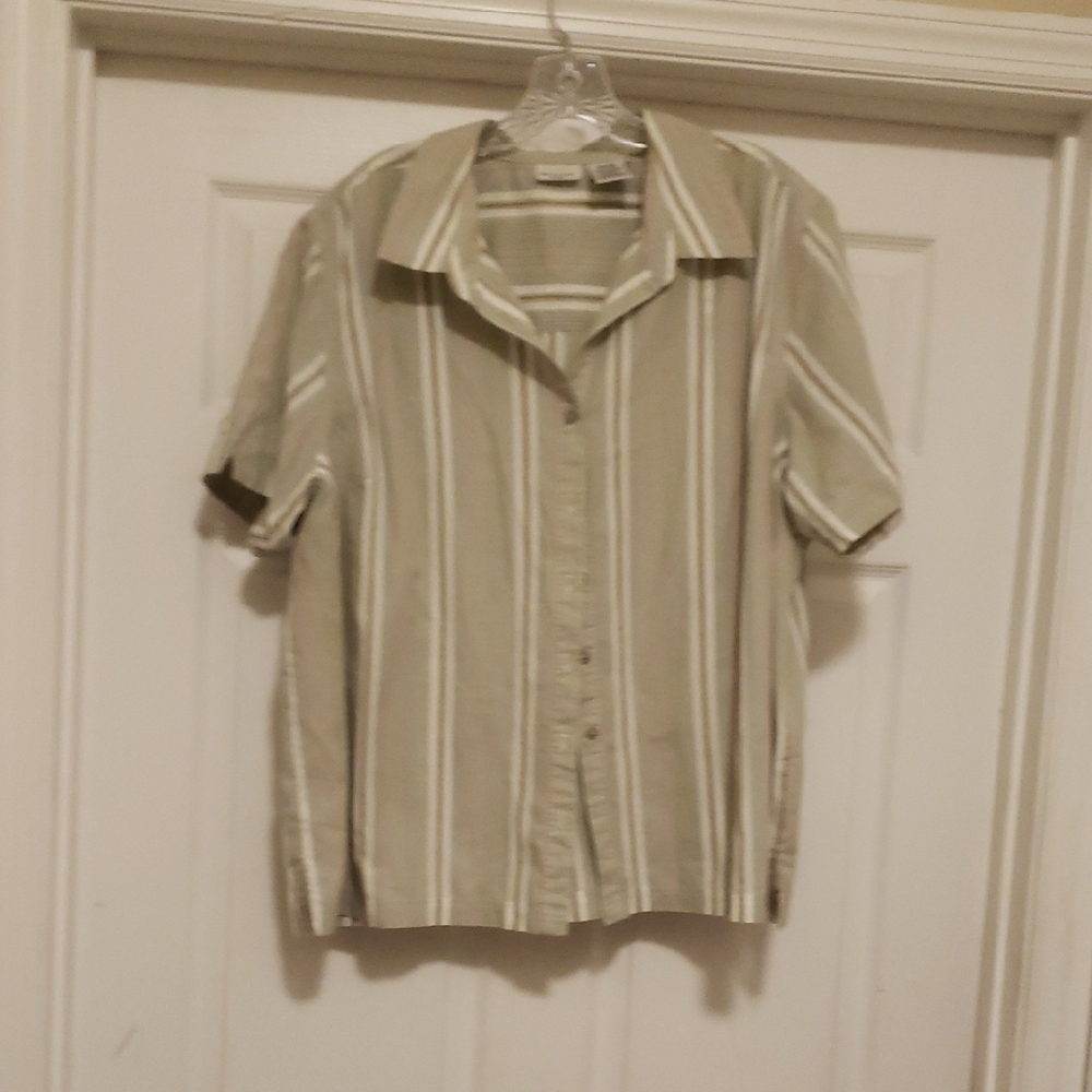 White Stag Men's Beige Striped Button Down Shirt